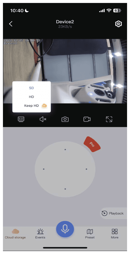 SD ve HD video kalitesi geçiş menüsü