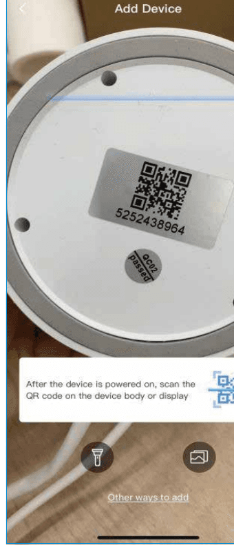 Escaneie o QR code no corpo do dispositivo