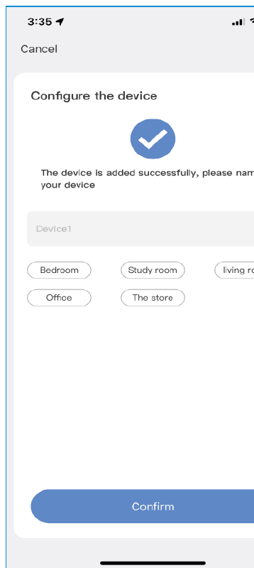 Dispositivo adicionado com sucesso, dê um nome ao seu dispositivo
