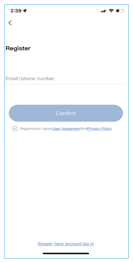 Tela de cadastro do aplicativo