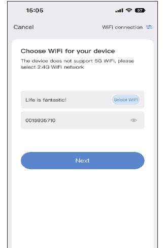 Skärm för att välja Wi-Fi för din enhet