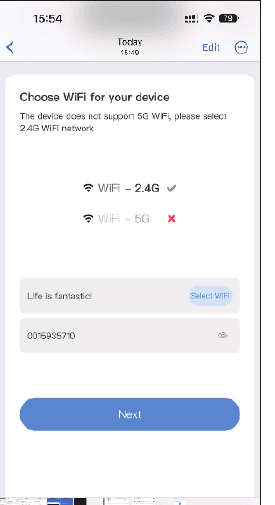 Välj 2.4G Wi-Fi för din enhet