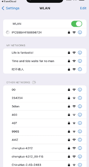 WLAN-lista som visar IPC-enhetens hotspot