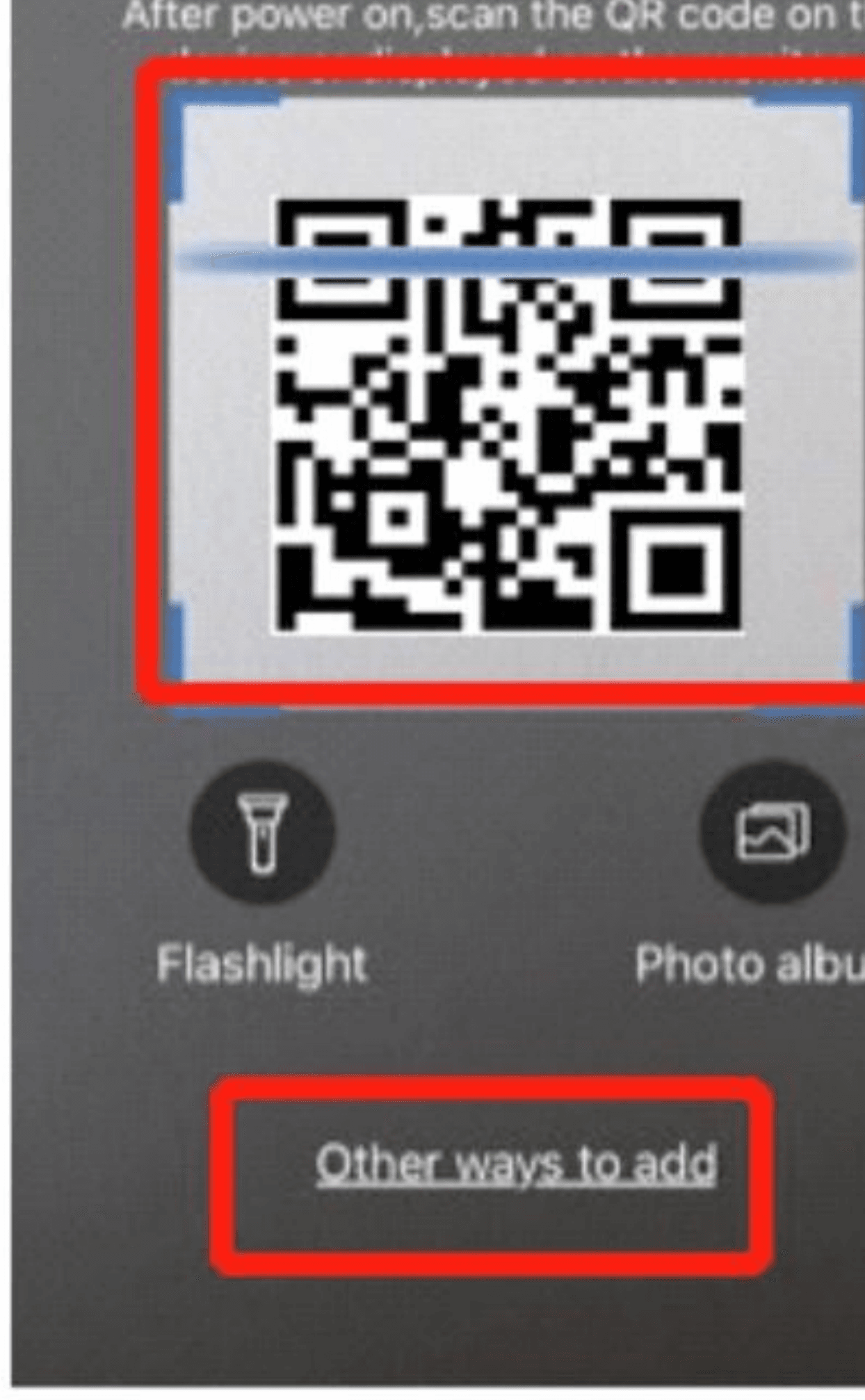 Màn hình quét QR của ứng dụng với Cách thêm khác được làm nổi bật