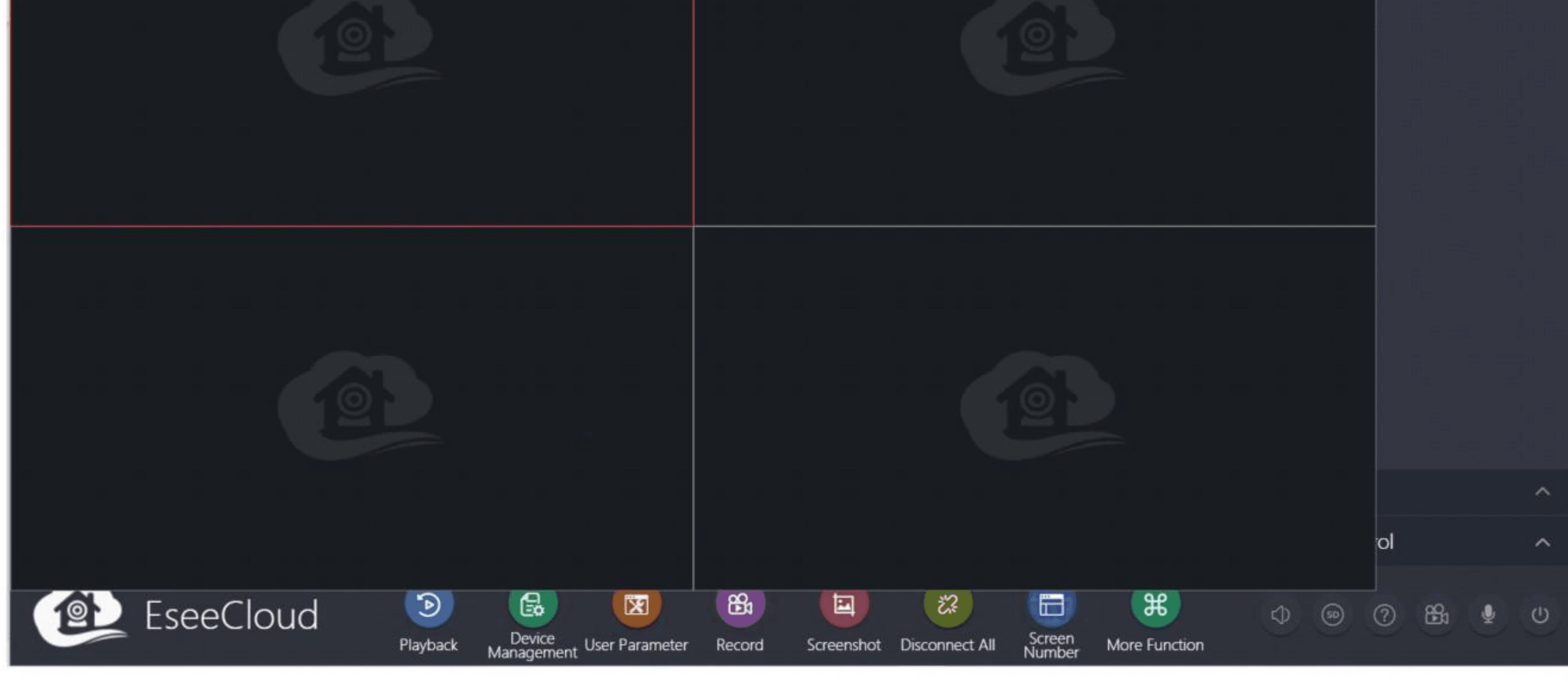Giao diện chính của EseeCloud CMS với thanh công cụ ở dưới cùng
