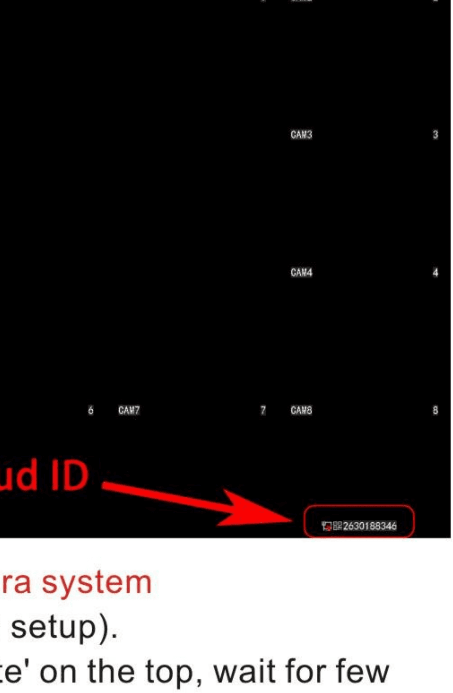 Màn hình xem trực tiếp hiển thị số Cloud ID ở góc dưới bên phải