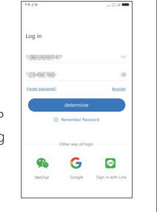 Přihlašovací obrazovka aplikace s možnostmi přihlášení přes třetí strany WeChat, Google a Line