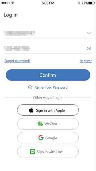 iOS 第三方登录选项，包括 Apple、WeChat、Google 和 Line
