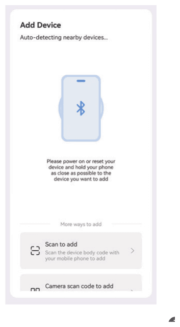 デバイスを追加、Bluetooth で近くのデバイスを自動検出中
