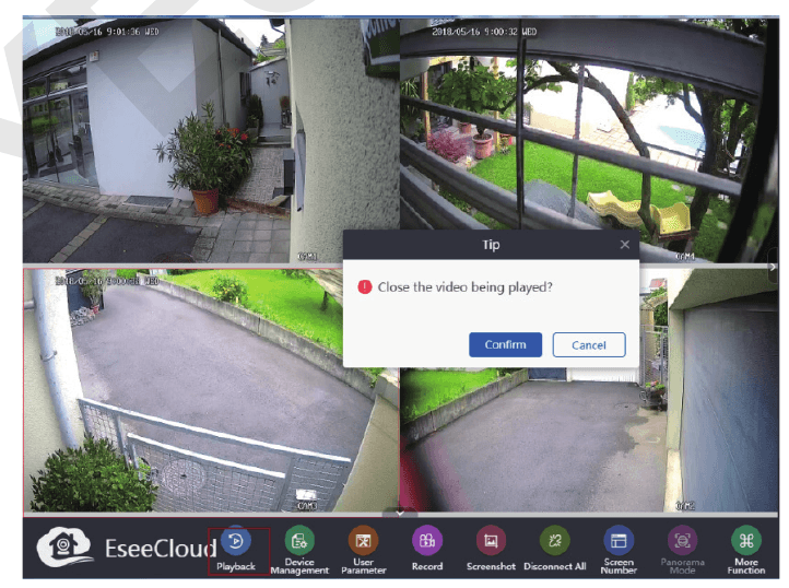 Finestra di dialogo di conferma riproduzione del CMS Chiudi il video in riproduzione