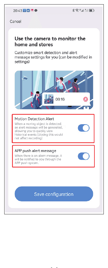 카메라로 모니터링하기 — 모션 감지 및 APP 푸시 알림 토글
