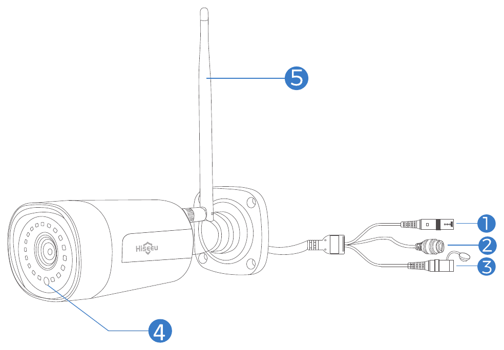 תרשים מצלמת WiFi bullet עם חיבור RJ45