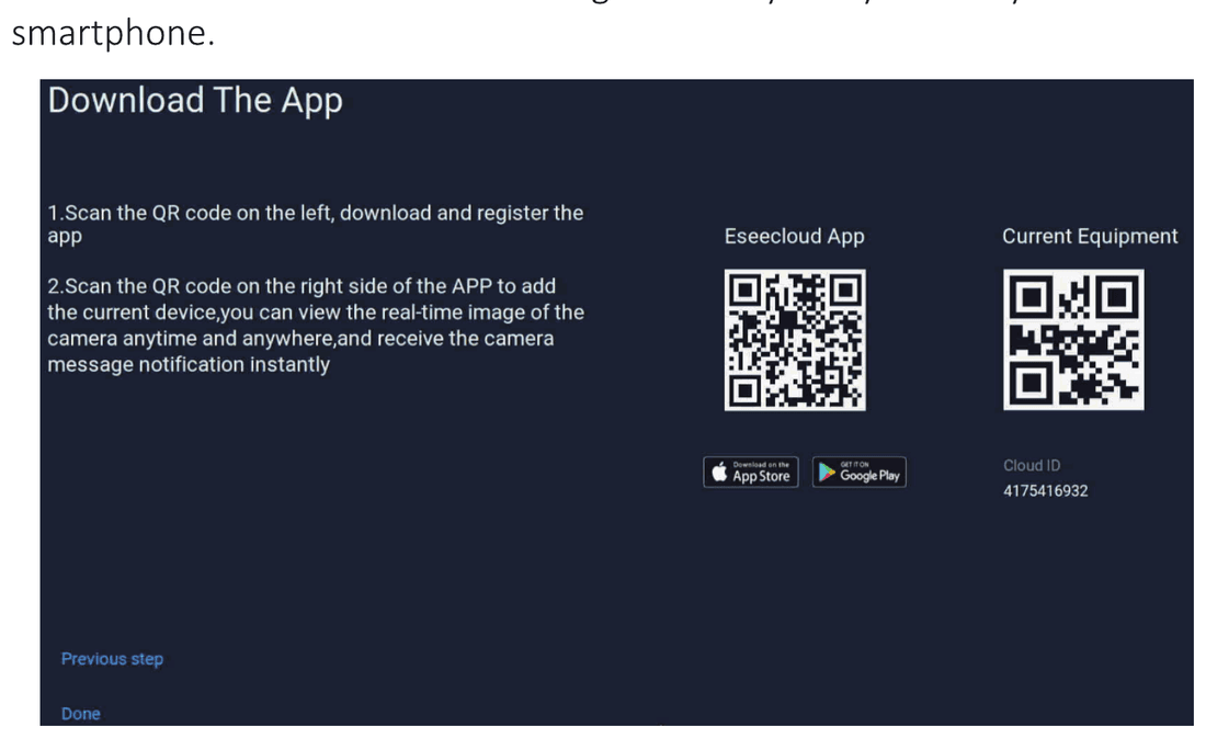 מסך הורדת האפליקציה עם קוד QR של ההתקן