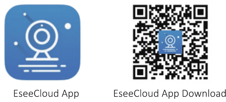 EseeCloud-appikon og QR-kode for nedlasting