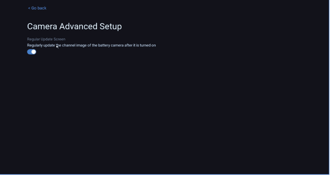 Skjerm for avansert kameraoppsett med alternativet Regular Update Screen