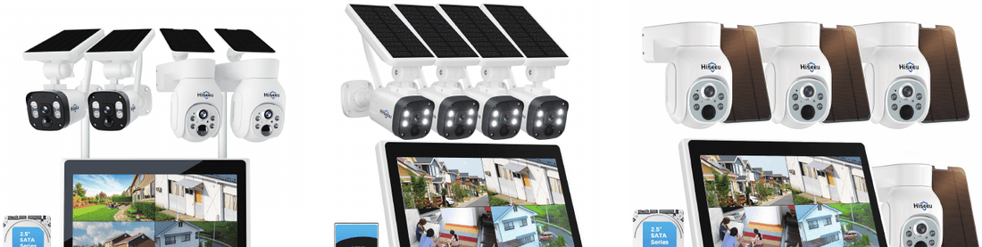 Varianter av det trådløse batteridrevne CCTV-settet med 10-tommers NVR