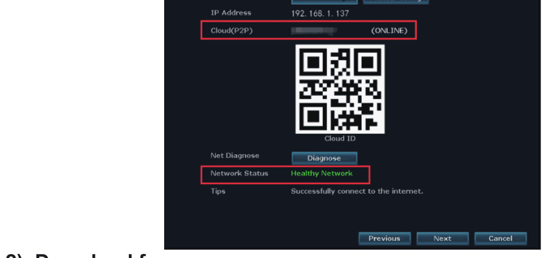 Cloud P2Pがオンライン、ネットワークが正常であることを示すFast Network画面