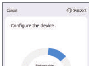 Configure the device screen showing networking progress