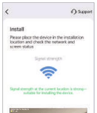 App Install screen checking the Wi-Fi signal strength at the installation location